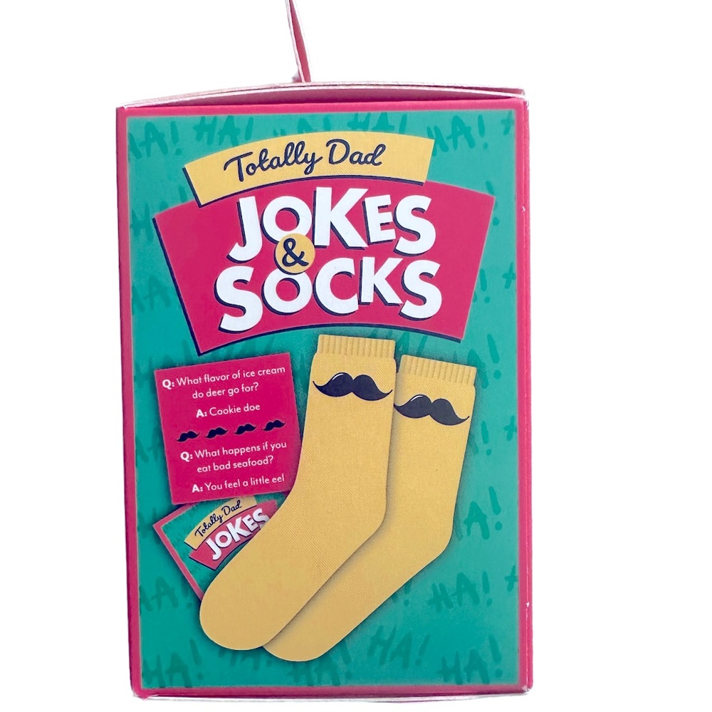 NEW Gift Set: 1 pair of Novelty Socks and 100 Thigh-Slapping Jokes on 50 Cards